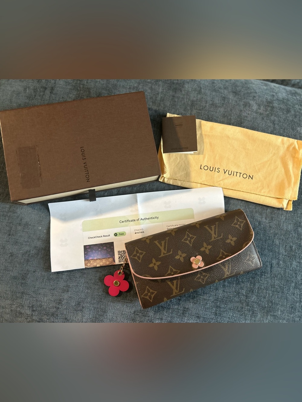 Authentic Louis Vuitton Monogram Emilie Bloom Flower Wallet | COA